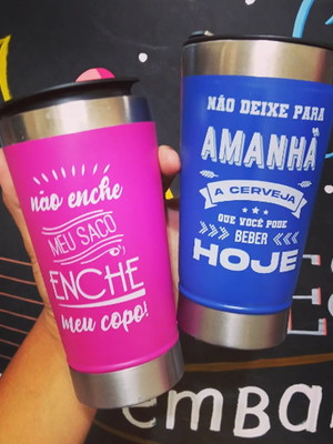 Copo térmico com tampa e abridor 473ml personalizado
