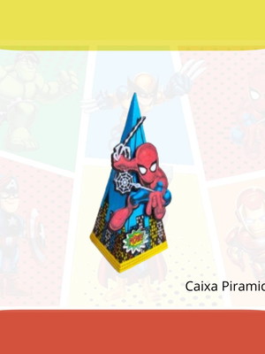 Caixa piramide heróis cute - caixa cone heróis cute