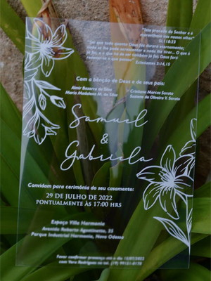 Kit convite casamento eventos acrílico gravado a laser 10un