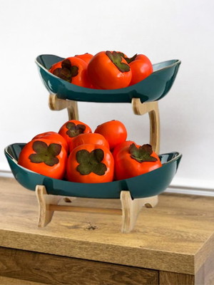 5 frutas artificiais caqui decorativo realista p/ fruteira