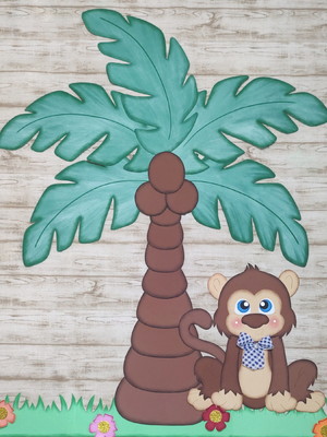 Coqueiro em eva com macaco