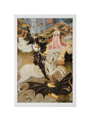 Quadro são jorge e o dragão, b. martorell, tela 40x60cm luxo