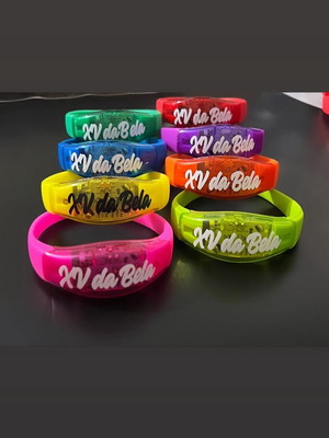 Kit pulseira de led, funciona com som