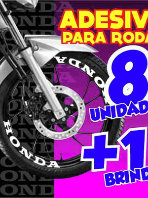 Kit 8 adesivos honda escrita aro moto roda + 1 reserva