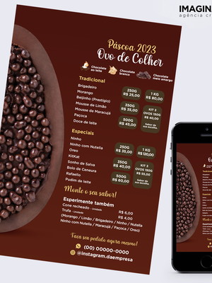 Cardápio / tabela de preços - ovo de colher - páscoa