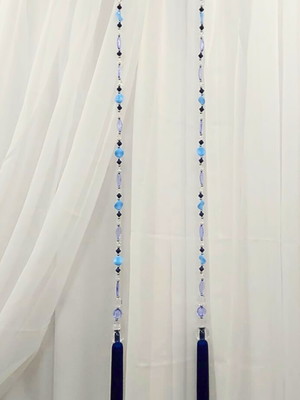 Pingentes de cortina franja azul ( 1 par )
