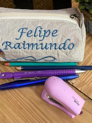 Estojo escolar em tecido personalizado