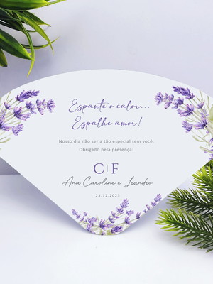 Ventarolas leque de alegria casamento personalizado lavanda