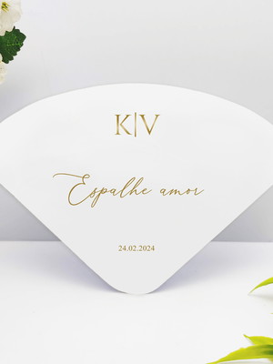 Ventarola leque personalizado casamento minimalista