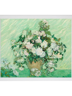 Quadro van gogh, roses in vase, tela canvas 50x60cm luxo
