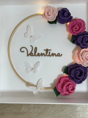 Porta maternidade de flores com led