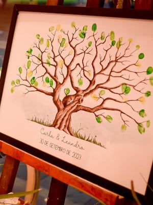 Quadro personalizado recepção casamento árvore de digitais