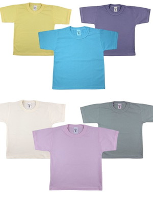 Kit 3 peças camiseta infantil básica lisa 100% algodão