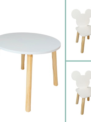 Mesinha infantil redonda com 2 cadeira mickey/minnie