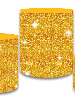 Capas para cilindros de festa em tecido sublimado dourado