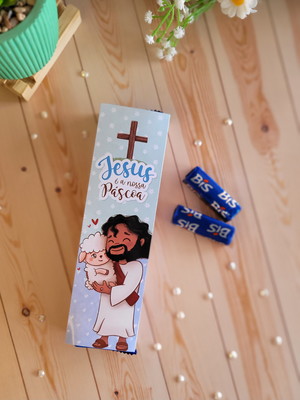 Caixa de bis com cinta personalizada páscoa -10 un.