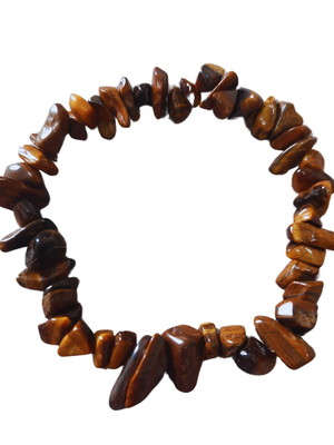 Pulseira de cascalho de olho de tigre de 21 cm