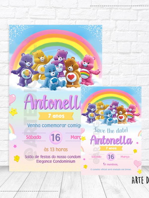 Convite virtual + save the date, ursinhos carinhosos