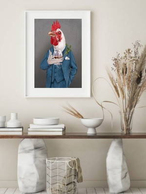 Quadro decorativo galo doido- 60x48 cm- a4 com vidro