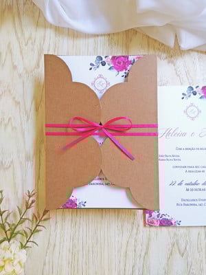 Convite de casamento fúcsia