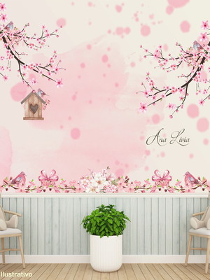 Papel de parede quarto bebê menina ( m²)