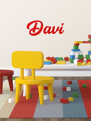 Adesivo de parede infantil nome personalizado vermelho
