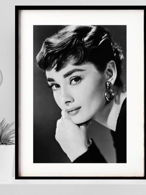 Quadro decorativo audrey hepburn p&b 60x48 cm