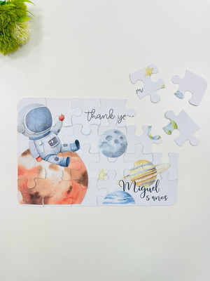Quebra-cabeça lembrancinha astronauta aquarelado