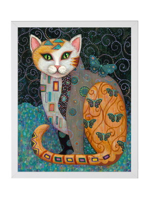 Quadro klimt, los gatitos n.4, gatinhos, tela 50x60cm luxo
