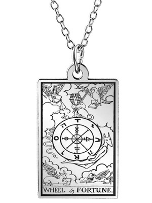 Colar de aço inox carta tarot roda da fortuna