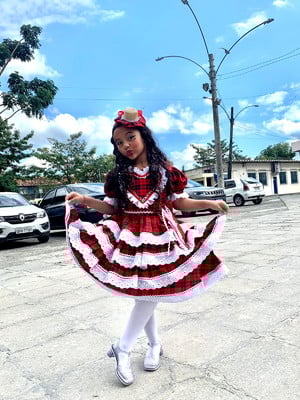 Vestido festa junina xadrez vermelho