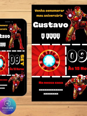 Convite digital homem de ferro