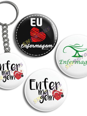 Kit botons bottons profissão eu amo enfermagem