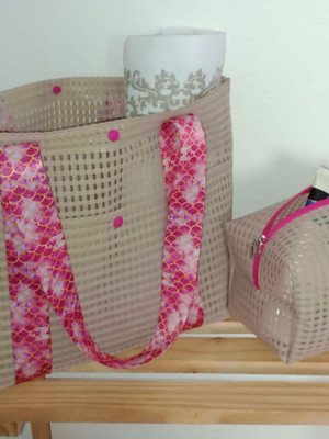 Kit bolsa de praia de tela treliça