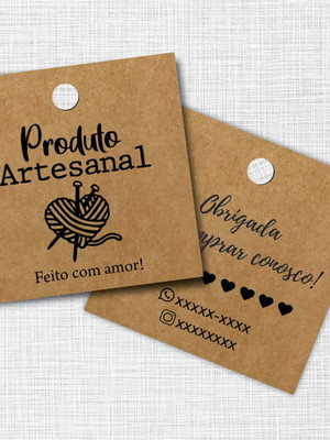 2000 tags personalizadas quadradas kraft