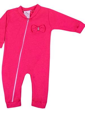 Macacão manga longa suedine elegance laço pink g
