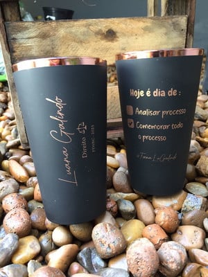 Twister 500 ml preto fosco c/ borda metalizada personalizado