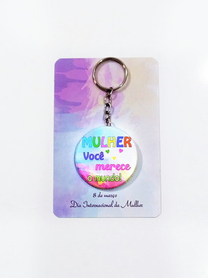 Chaveiro com card "dia da mulher"