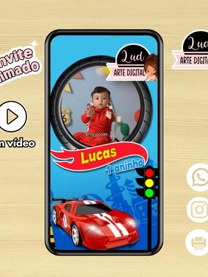 Convite animado hot wheels