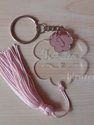 Kit 17 unid chaveiro flor em acrílico com pingente e tassel