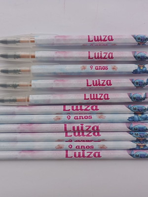 Kit lápis com caneta personalizada stitch