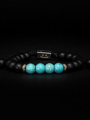 Pulseira de pedra n.º 8 - onix fosco com pedras turquesa