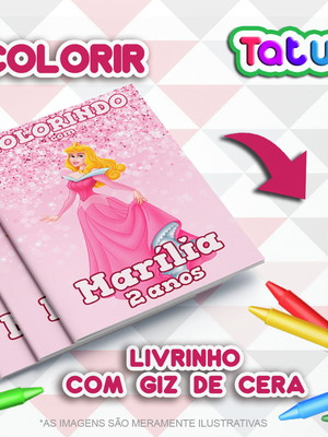 Kit colorir princesa aurora ( livrinho + giz de cera )