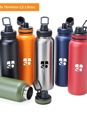 Squeeze/garrafa térmica de 1,2 litros personalizada com logo