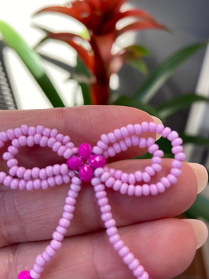 Brinco laço rosa e pink