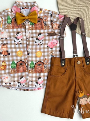 Conjunto temático fazendinha baby festa menino