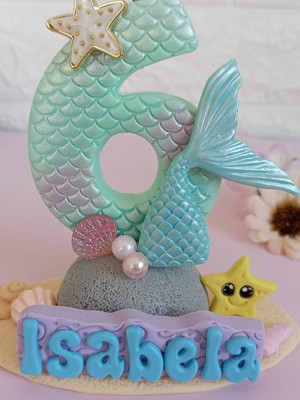 Vela sereia em biscuit