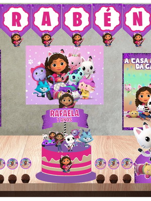 Kit festa em casa a casa mágica de gabby- só um bolinho