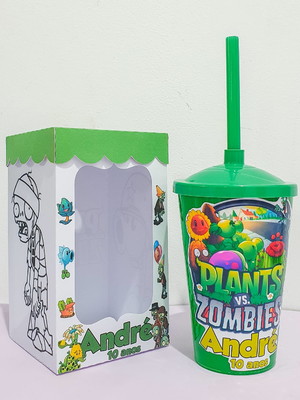 Lembrancinha copo twister com canudo e caixa personalizada