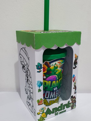 Lembrancinha copo twister com canudo e caixa personalizada